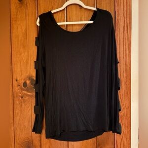 Elegant Black Women's Blouse with Cut-Out Sleeves